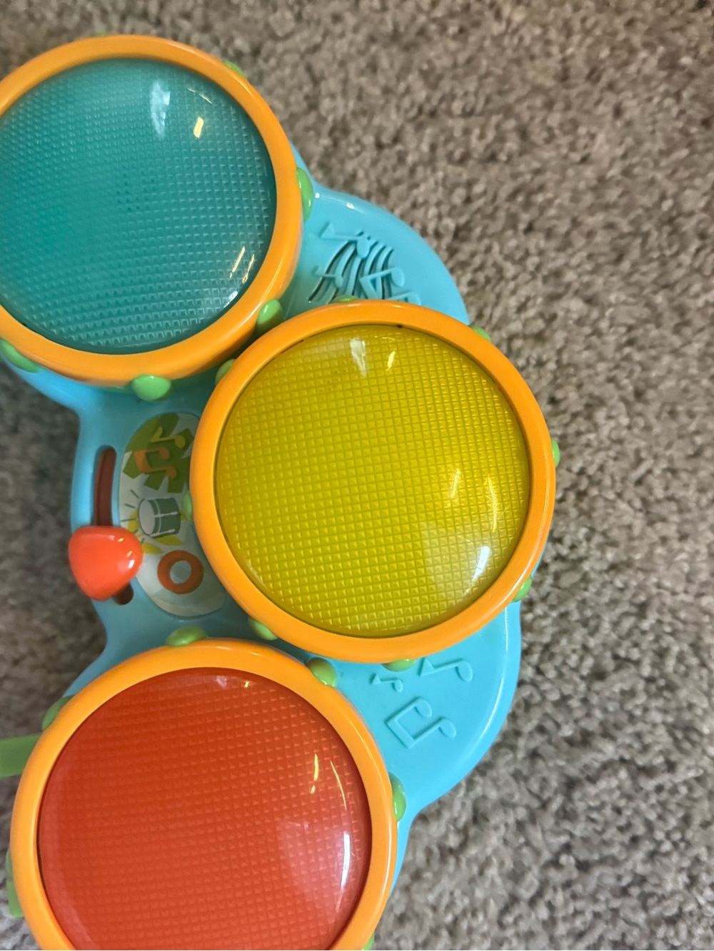 Interactive Kids Drum Toy in Blue with Yellow, Orange, Teal Pads